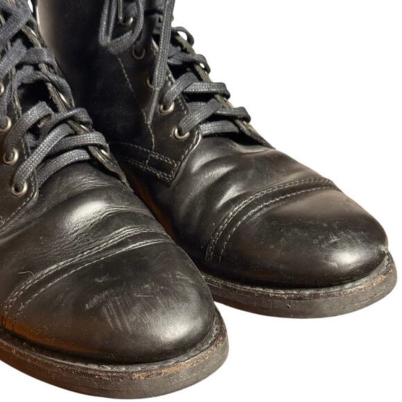 Thursday Boot Co Captain Black Leather Lace Up Cap Toe Boots Men\'s Size 9.5